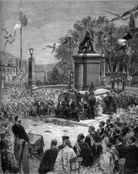 Indvielse af statuen af Blaise Pascal (1623-1662) på Place Saint Herem i Clermond Ferrand (Clermond Ferrand), Puy de Dome (63). 5. september