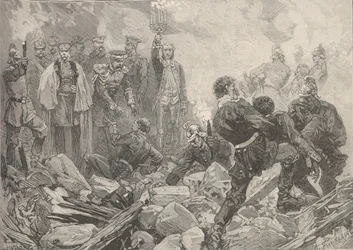 Vinterpaladset efter eksplosionen, aften den 17. februar 1880.