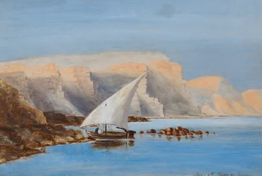 Sejlbåd ud for Nordafrika, ca. 1846-1907 (olie om bord)
