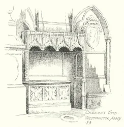 Chaucers grav, Westminster Abbey (litografi)