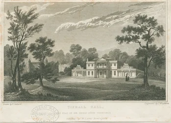 Tixall Hall: gravering, nd [c 1830] (tryk)