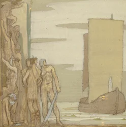 The Landing of St Patrick i Irland, ca. 1912 (tempera på træ)
