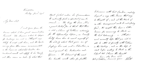 Brev af William Pitt til hertugen af Portland, 1796 1865.