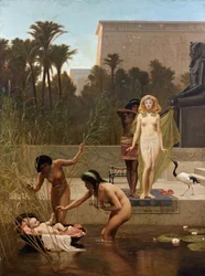 Moses reddet fra vandet - Fundet af Moses af Frederick Goodall (1822-1904). Mål: 152,4 x 114