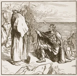 Egfrid beder St. Cuthbert, illustration fra 