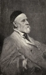 Portræt af George Frederick Watts, indgraveret af T. Johnson efter fotografiet af Hollyer, fra 