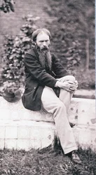 Portræt af Sir Edward Burne-Jones (1833-98) (sepia foto)