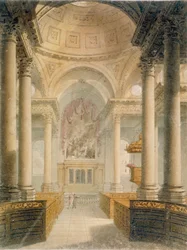 Interiør af Church of St Stephen Walbrook, City of London, 1810