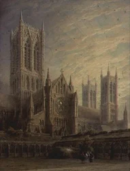 Lincoln Cathedral fra Cloisters, 1800-tallet