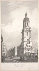 St. Magnus, London Bridge, gravering af John Henry Le Keux (1783-1846)