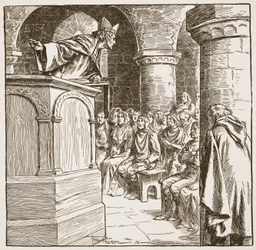 Dunstans sidste prædiken, illustration fra 