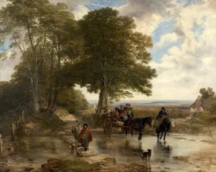 Markedsvogn ved en bæk, 1845