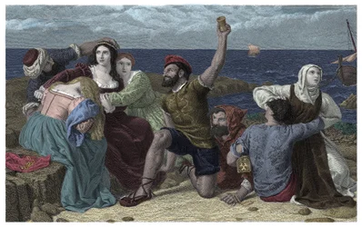 Pirates of the Mediterranee Sea Play Prisoners at the Illustration af Frederick Richard Pickersgill (1820-1900) 1869