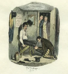 Hamlets aflivning, Store Forventninger, ca. 1885 (håndkoloreret radering)