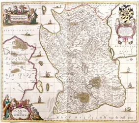 Kort over Skåne (Sverige) (radering