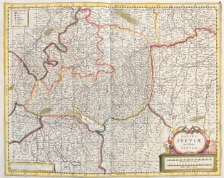 Kort over Schwaben (Tyskland) (radering