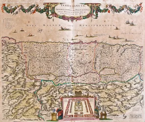 Kort over Det Hellige Land (Israel, Palæstina) (radering)