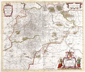 Kort over march (margraviate) af Misnie (Tyskland) (radering