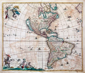 Den seneste og mest nøjagtige beskrivelse af Amerika, kort over Amerika og Stillehavet af Frederik de Wit (1629 eller 1630-1706), Amsterdam