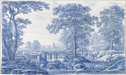 Plaquet med et italiensk landskab Plade med et italiensk landskab
