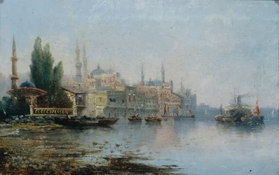 Istanbul set fra Bosporus, anden halvdel af det 19. århundrede.