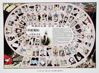 The Game of the Goose in the Dreyfus Affair, fra History of the Third Republic, Vol. I, Politisk historie, pub.1933 (farve litho)