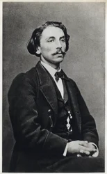 Portræt af Etienne Mallarme dit Stephane Mallarme (1842-1898) i 1862, fransk digter. Fotografering