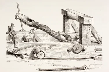 Mangonel fra det 15. århundrede, fra Les Arts au Moyen Age, udgivet 1873