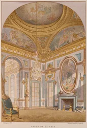 Salon de la Paix fra det 17. århundrede, Chateau de Versailles, illustration fra Dictionary of Furnishings and Decoration af Henry Havard, bind 4, plade 36, Paris, Maison Quantin, 1878 (farve li