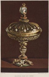 17. århundrede sød krukke med cameos, illustration fra Dictionnaire de lameublement et de la dekoration af Henry Havard, bind 2, tallerken 11, Paris, Maison Quantin, 1878