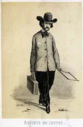 En Louvre-kunstner - litografi