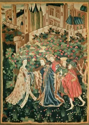 En Adelsmand, der hilser en Dame med sine Tjenere, Arras