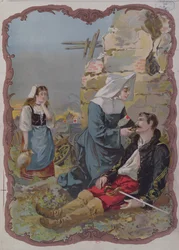 En søster, der hjælper en såret soldat under krigen i 1870, 1895