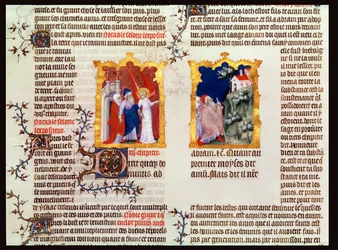 Abraham og Sara forlader Kaldæernes Ur til Kanaan, fra The Bible of Jean de Sy, ca. 1355