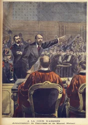 Frikendelse af Paul Deroulede og Marcel Habert ved Paris Assize Court i "Le Petit journal", juni 1899 (stik)