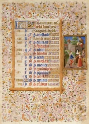 Tilføj.25695 fol.5 Kalenderside for maj, fra en timebog (vellum)