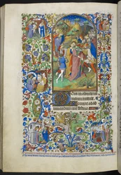 Tilføj Ms 18850 f.221v, Hours of the Passion [Lauds]. Forræderi mod Kristus, fra Book of Hours (The Bedford Hours) c.1410-30 (blæk, farve og guld på vellum)