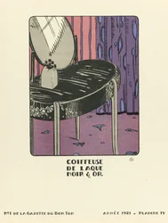 Annonce for "Coiffeuse de Laque Noir  Or", pub.1921 (stenciltryk)