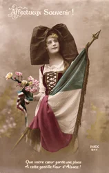 Kærlig hukommelse! Lad dit hjerte beholde et sted for denne søde Alsace-blomst!, postkort, 1914-18