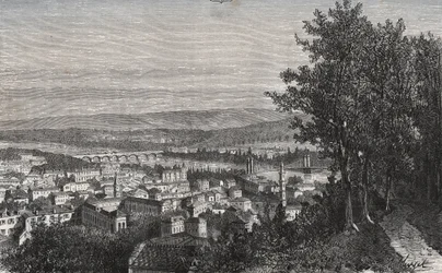 Agen - Lot-et-Garonne - indgravering i "La France illustrée: geografi, historie, statistisk administration" af V.A. Malt-Brown. 1884