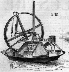 Landbrugsmaskine: en gipsmølle præsenteret ved landbrugskonkurrencen i Paris i 1860. Indgravering i "" Le Monde Illustré"" n¡172 af 28. juli 1860.