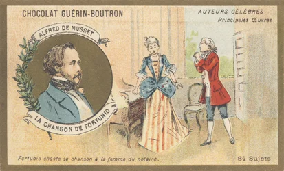 Alfred de Musset (1810-1857), fransk forfatter fra den romantiske periode, forfatter til "Chanson de Fortunio", poesi (1852)