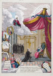 Allegori af rapporten givet til Louis XVI (1754-93) af Jacques Necker (1732-1804) i 1781 (farvestik)