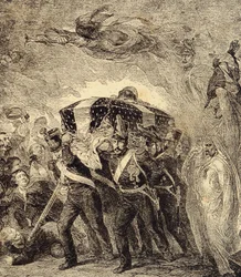 Allegori om tilbagevenden af den franske kejser Napoleon Bonapartes aske i 1840. 1800-tallet (gravering fra "Klører, skikke, brug, kostumer, opfindelser