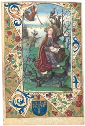 En engel, der viser sig for Maria Magdalene i ørkenen, illustration fra Timebogen, Brug af Rom