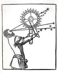 Et astrolabium, illustration fra Cosmographia af Petrus Apianus (1495-1552), udgivet i Paris af Vivant Gualtherot, 1551 Vivant