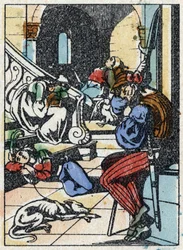Anonym illustration til "La belle au bois dormant", fortælling af Charles Perrault (1628-1703), fransk forfatter. Træstik af Imaging Pellerin - Epinal, sd. Slutningen af det 19. århundrede.