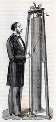 Apparat af Arthur Jules Morin (1795-1880) apparat til undersøgelse af kroppes fald - Indgravering i "" Videnskaber bragt til alles nåde - Populær fysik og kemi"" af Alexis Clerc - Slutningen af 1800-tallet - Privat samling