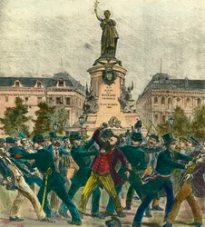 Anholdelse af stedfortræder Pierre Baudin (1863-1917) under en demonstration den 1. maj på Place de La Republique i Paris.