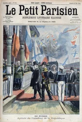 Ankomst af den franske republiks præsident Emile Loubet (1838-1929) til Rusland i "Le petit Parisien""